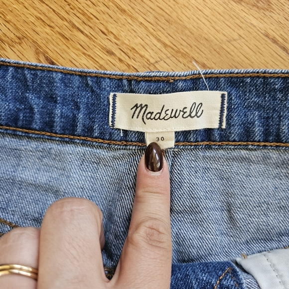Madewell Size 30 (10) Rigid Denim A-line Mini Skirt Two Tone Stretchy Mid Wash - Picture 7 of 9